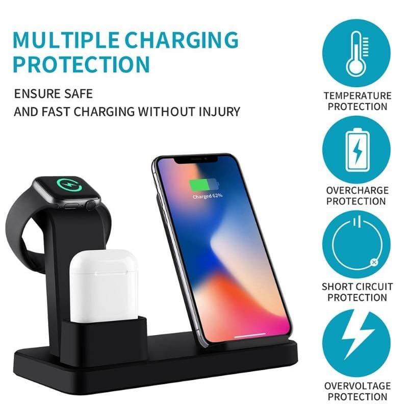 3 in 1 Phone Qi Wireless Charging Stand For Apple Devices 2