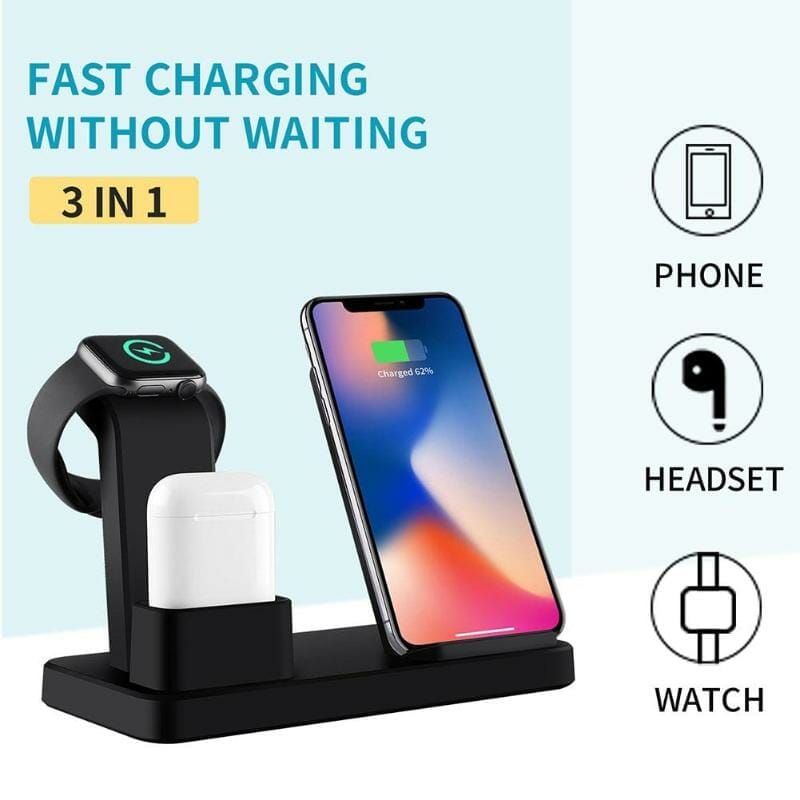 3 in 1 Phone Qi Wireless Charging Stand For Apple Devices 5