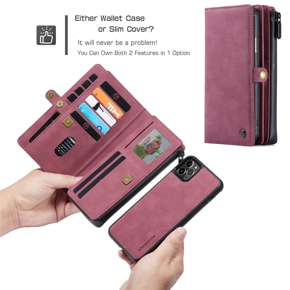 Luxury Zipper Wallet Leather Case For iPhone 4
