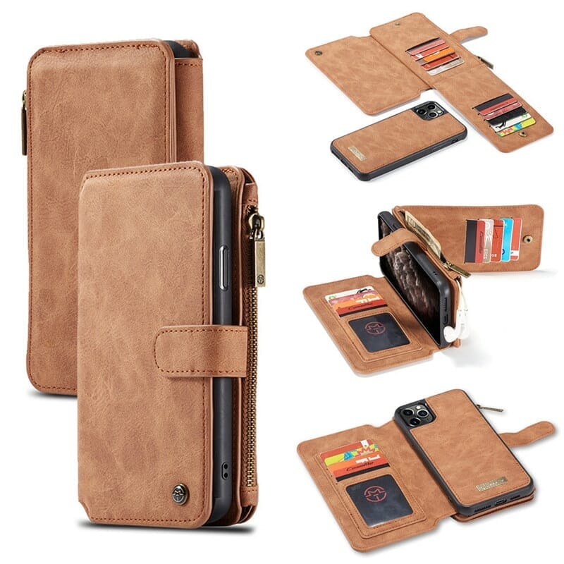 Luxury Zipper Wallet Leather Case For iPhone 1
