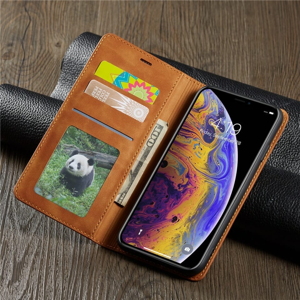 Luxury Leather Flip Wallet phone Case for iPhone 3