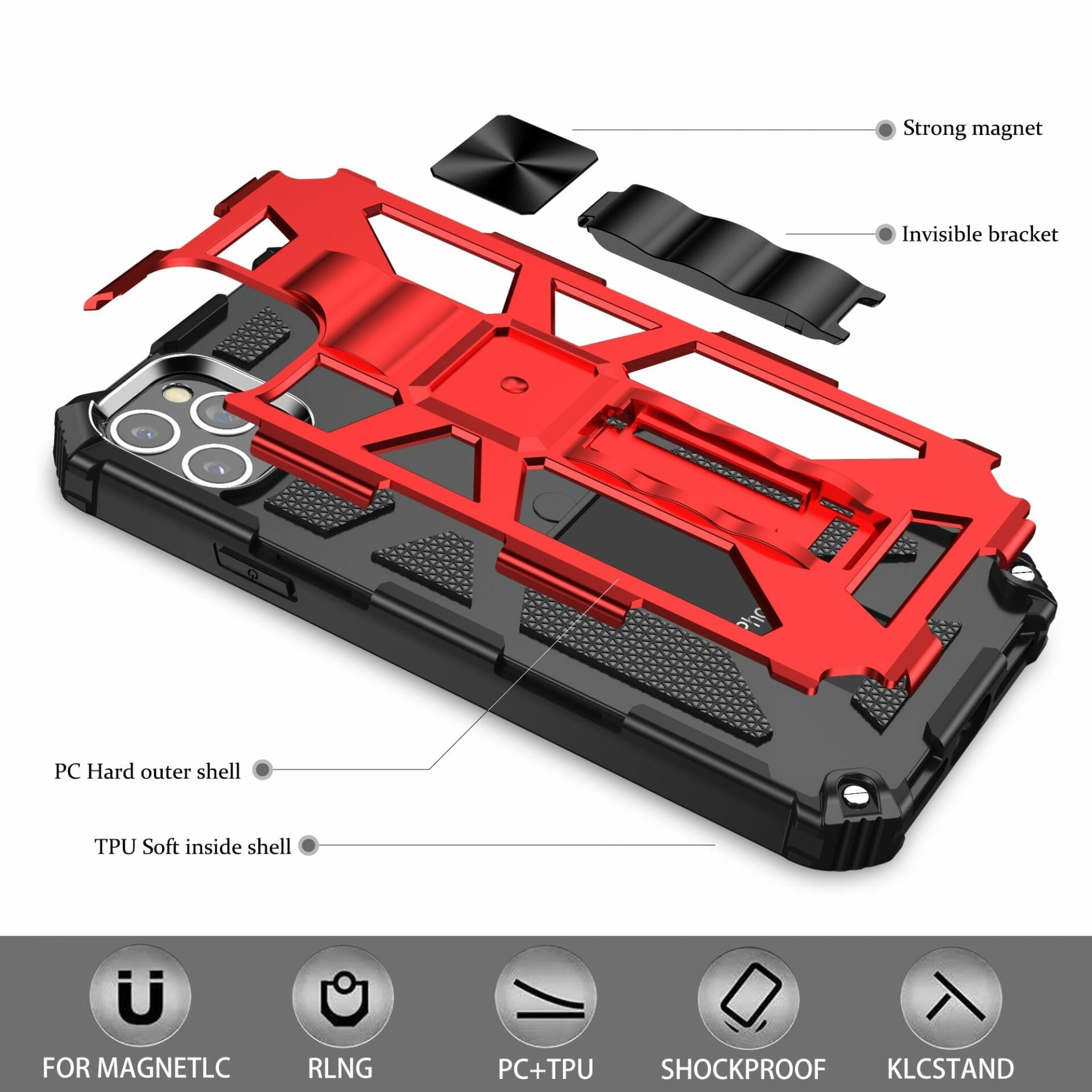 The Armor Shockproof Magnetic Ring Bracket Hybrid Case For iPhone 5