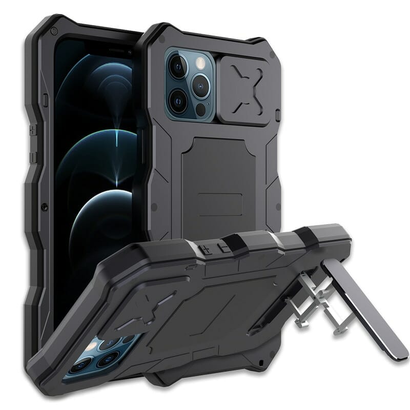 Rugged Armor Slide Camera Lens iPhone Case with Kickstand 1