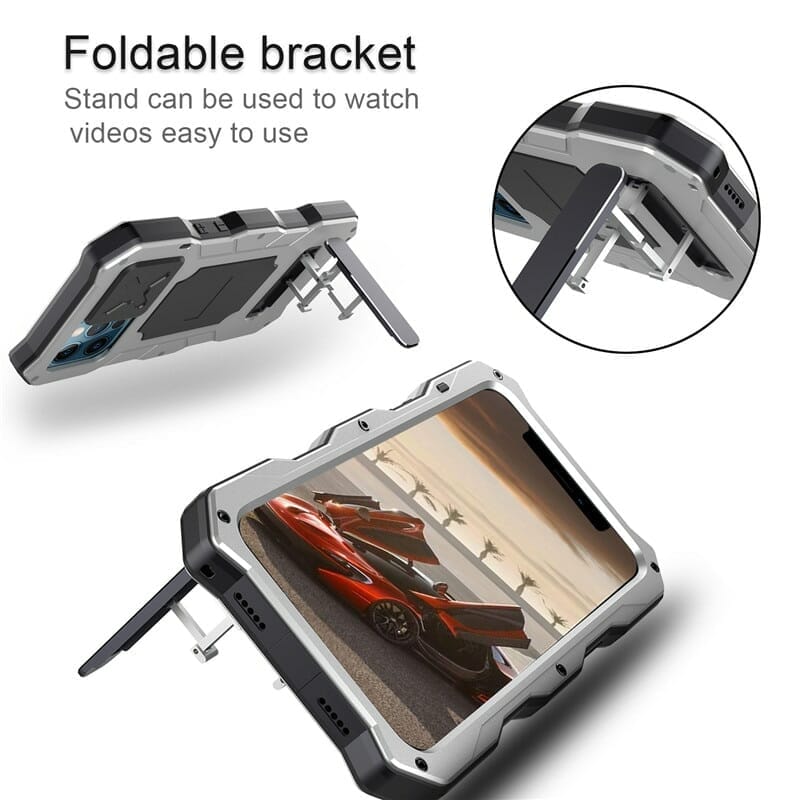 Rugged Armor Slide Camera Lens iPhone Case with Kickstand 6