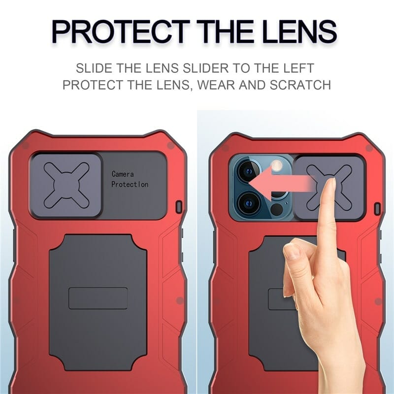 Rugged Armor Slide Camera Lens iPhone Case with Kickstand 3