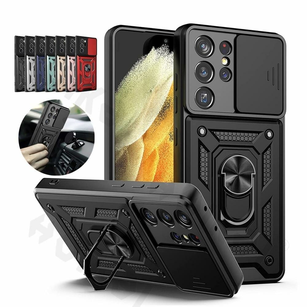 Slide Camera Lens Case for Samsung Galaxy S21 Ultra S21 Plus Note 20 Ultra S20 FE A52 A72 A12 Military Grade Bumpers Armor Cover