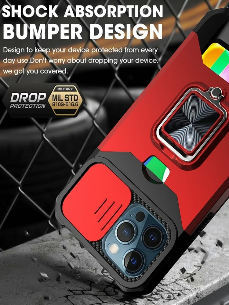 Heavy Duty Camera Lens Protection Case with Kickstand Ring for iPhone 4