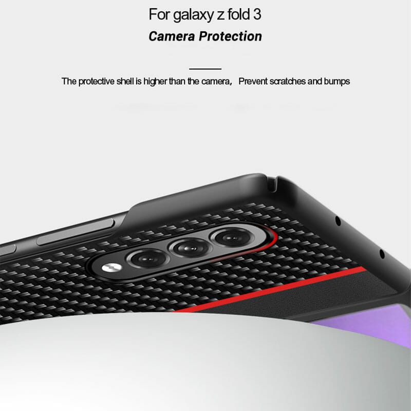 Carbon Fibre Leather Cover For Samsung Galaxy Z Fold 3 and Z Fold 2 3