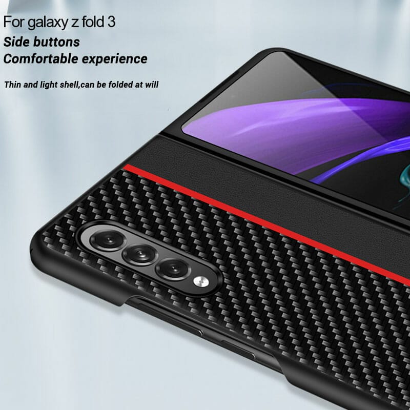 Carbon Fibre Leather Cover For Samsung Galaxy Z Fold 3 and Z Fold 2 6