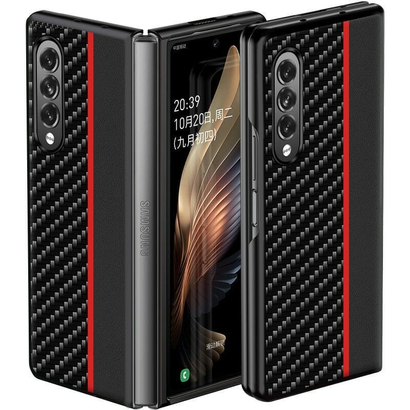 Carbon Fibre Leather Cover For Samsung Galaxy Z Fold 3 and Z Fold 2 1