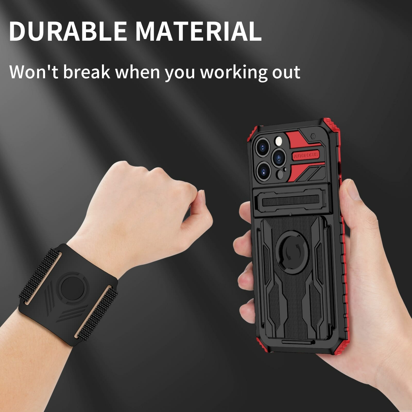 Heavy Duty iPhone Armband Phone Holder Case with Kickstand 5
