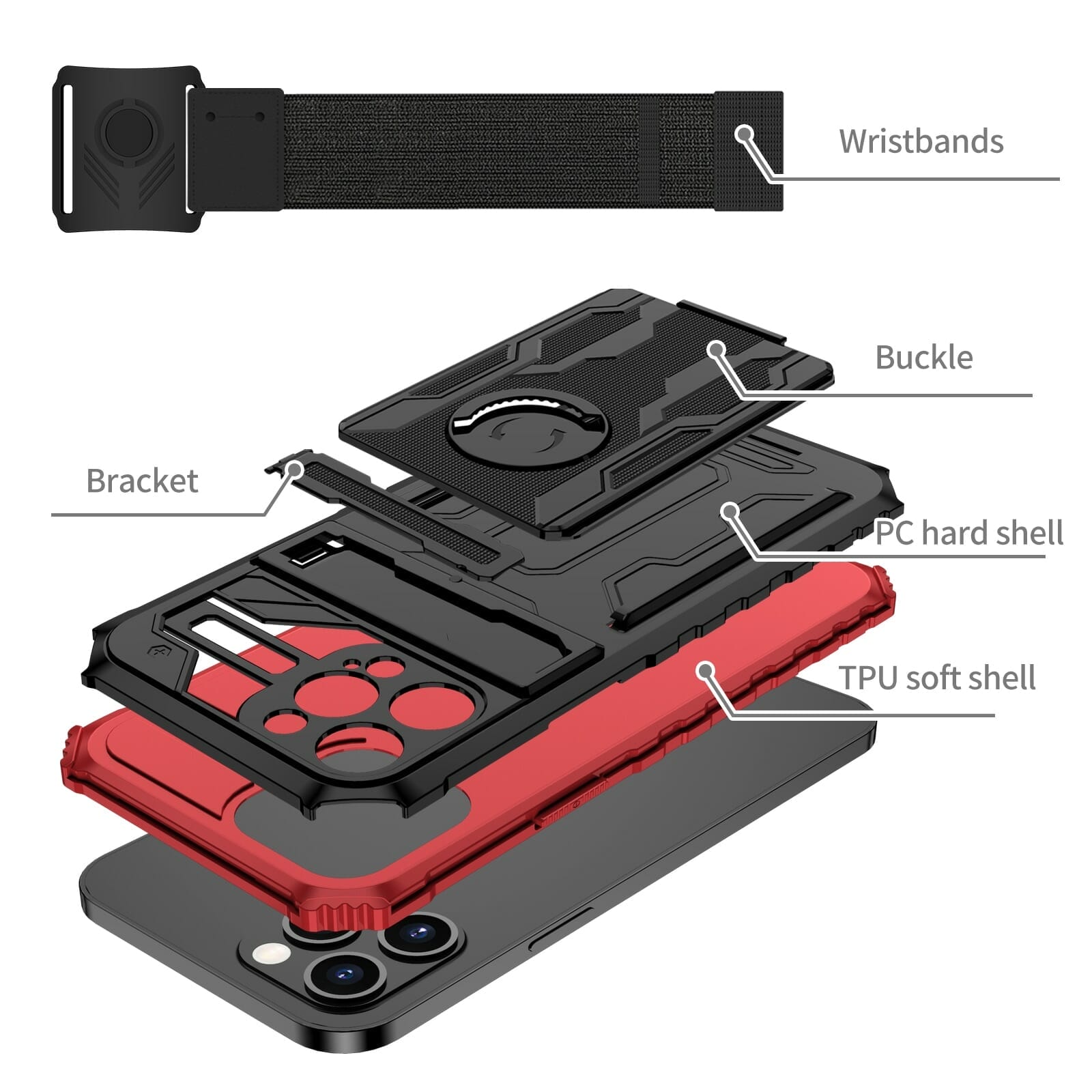 Heavy Duty iPhone Armband Phone Holder Case with Kickstand 4