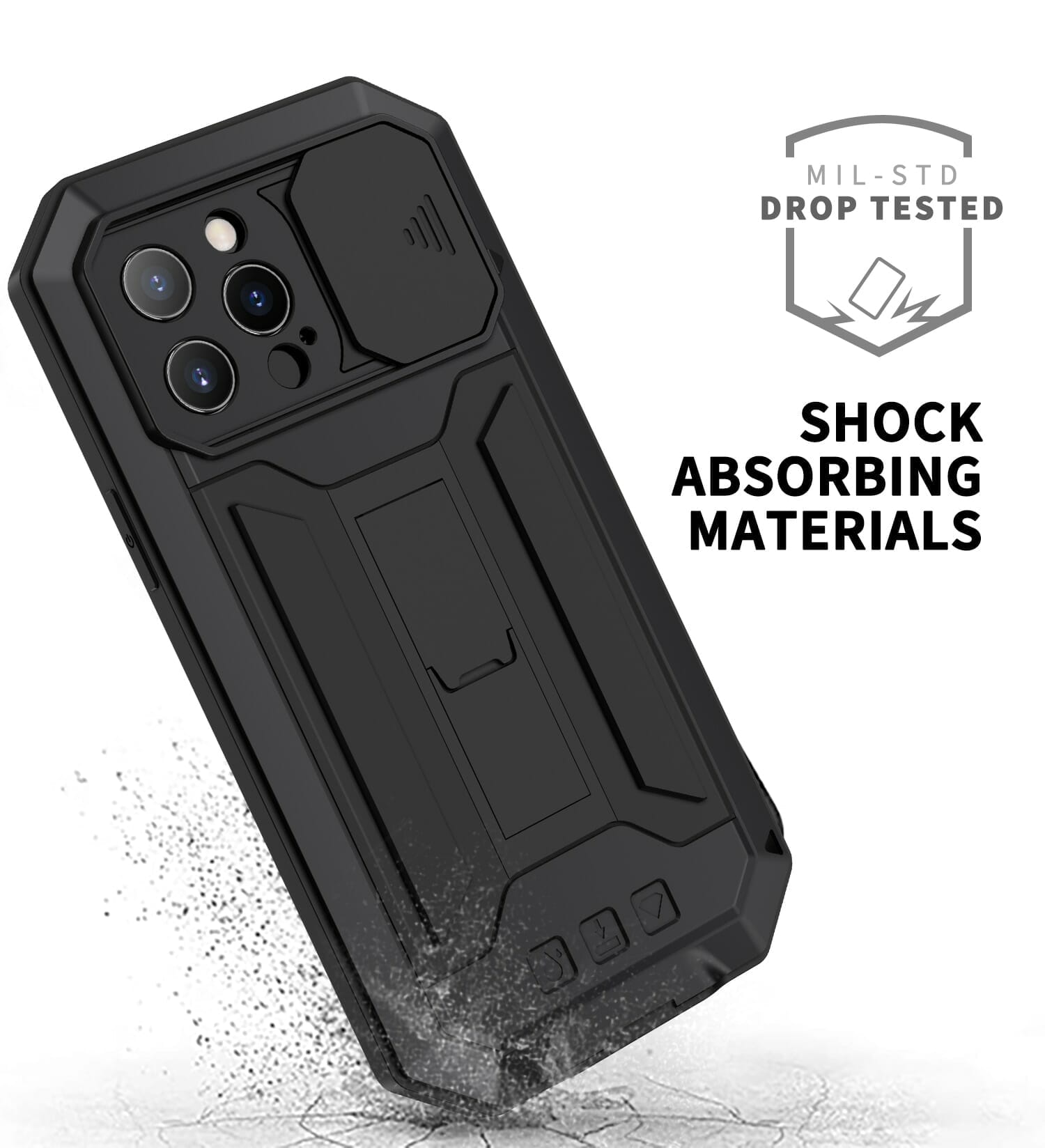 Heavy Duty Metal Armour Case For iPhone 13 With Built Camera Protection and Kick Stand 3