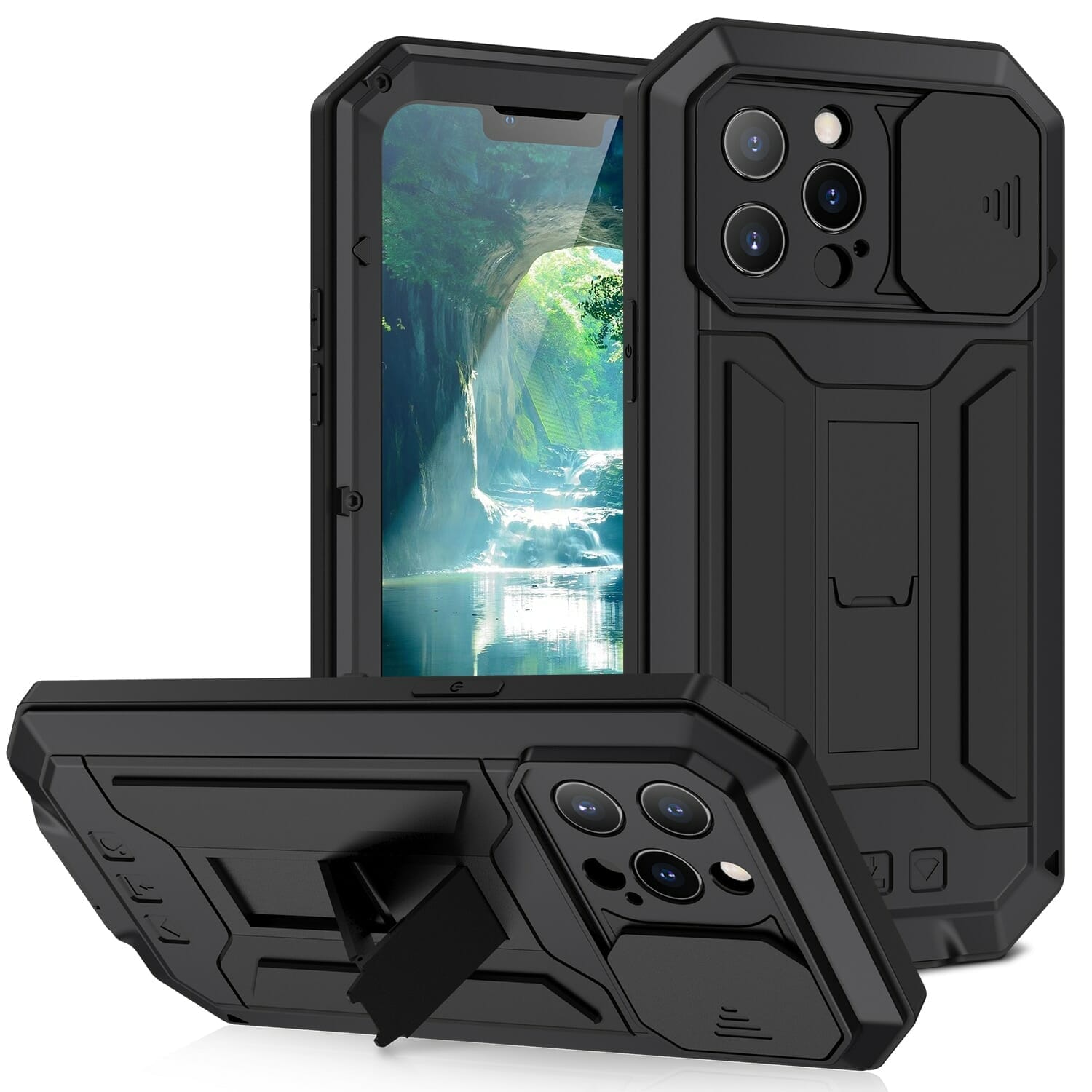 Heavy Duty Metal Armour Case For iPhone 13 With Built Camera Protection and Kick Stand 1