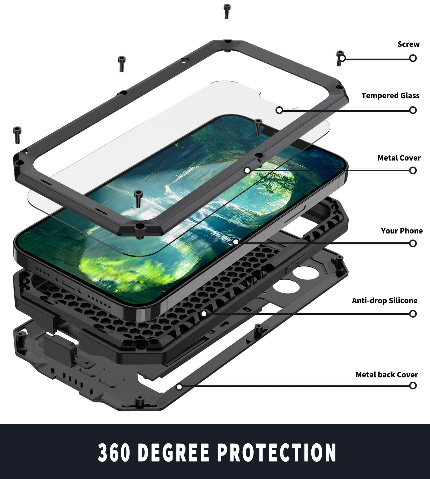 Heavy Duty Metal Armour Case For iPhone 13 With Built Camera Protection and Kick Stand 4