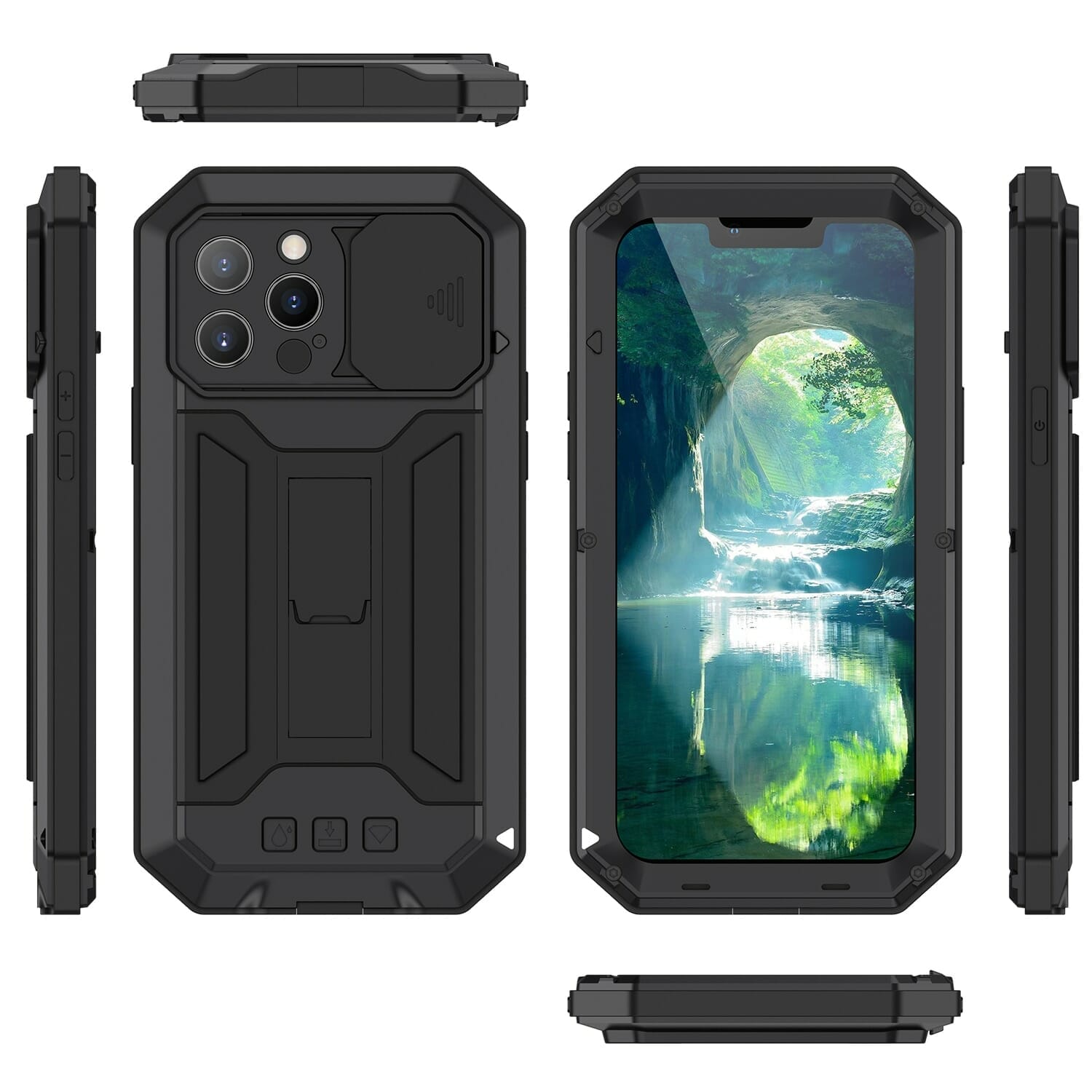Heavy Duty Metal Armour Case For iPhone 13 With Built Camera Protection and Kick Stand 6