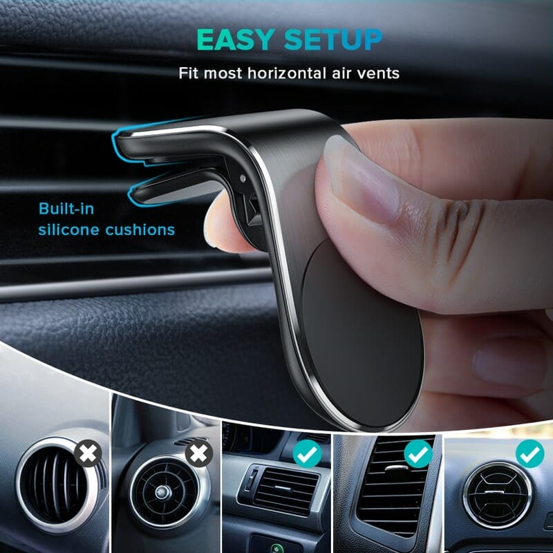 Metal Magnetic Car Phone Holder Air Vent Clip Mount For Smartphones 2