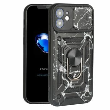 Camouflage Rugged Sliding Lens Protection Case For iPhone with Ring Holder 11