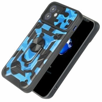 Camouflage Rugged Sliding Lens Protection Case For iPhone with Ring Holder 7