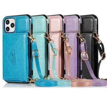 Crossbody Glossy Leather Wallet Case With Strap For iPhone 10