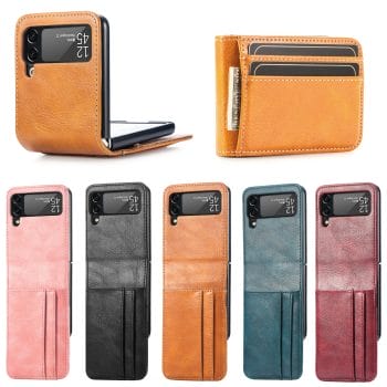 Card Holder Leather Wallet Case for Samsung Galaxy Z Flip and Z Flip 3 5G 1 Card Holder Leather Wallet Case for Samsung Galaxy Z Flip and Z Flip 3 5G 7