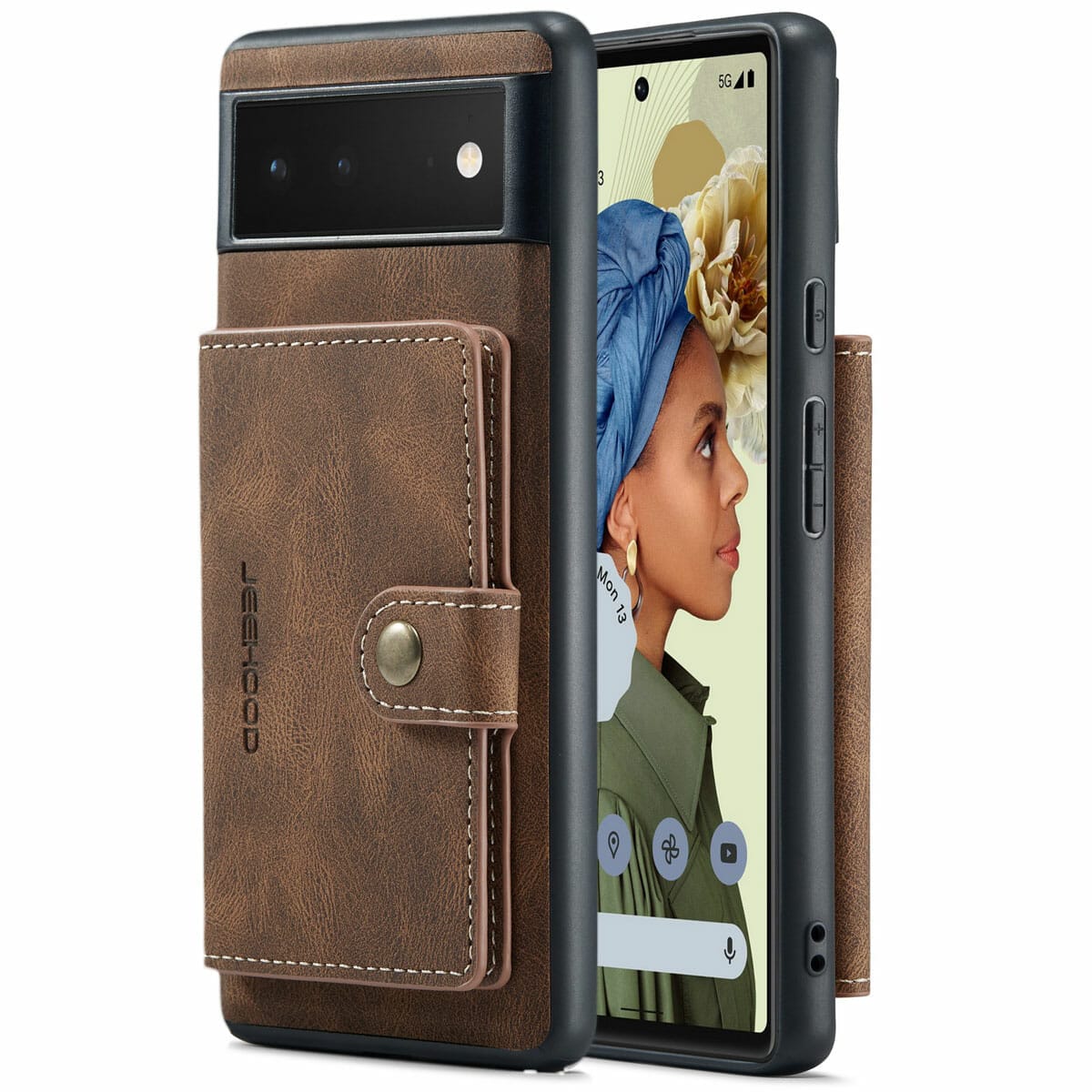 Leather Wallet Case For Google Pixel 5 and 6 Series 1