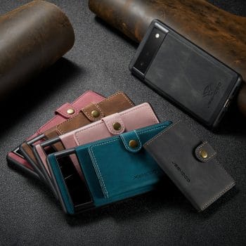 Leather Wallet Case For Google Pixel 5 and 6 Series 12
