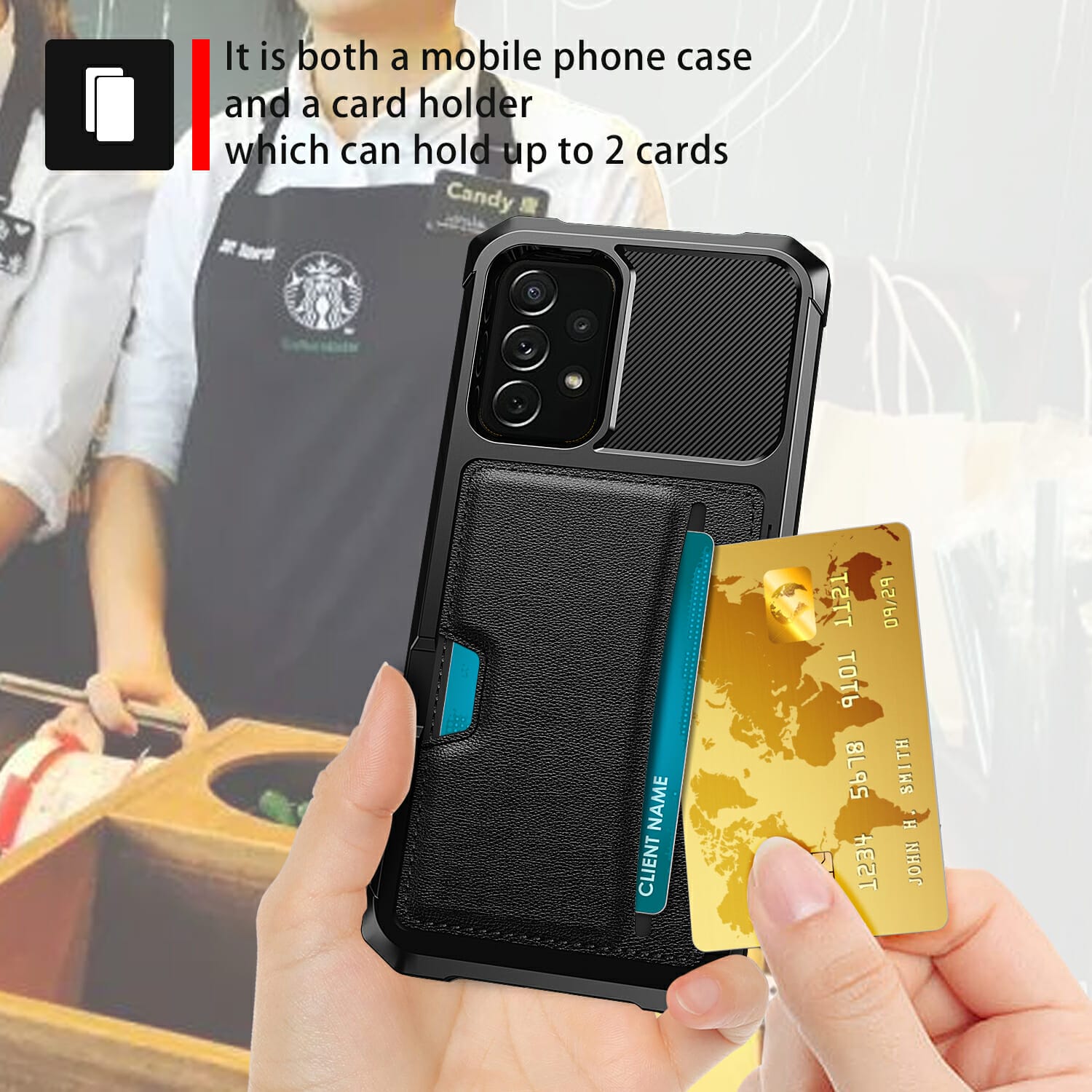 Business Look Card Holder Cover Case for Samsung Galaxy S Note and A Series 2