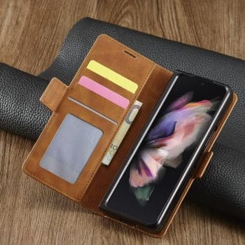 Vintage Leather Wallet Flip Case For Samsung Galaxy Z Fold 3 5G 1 Vintage Leather Wallet Flip Case For Samsung Galaxy Z Fold 3 5G 7