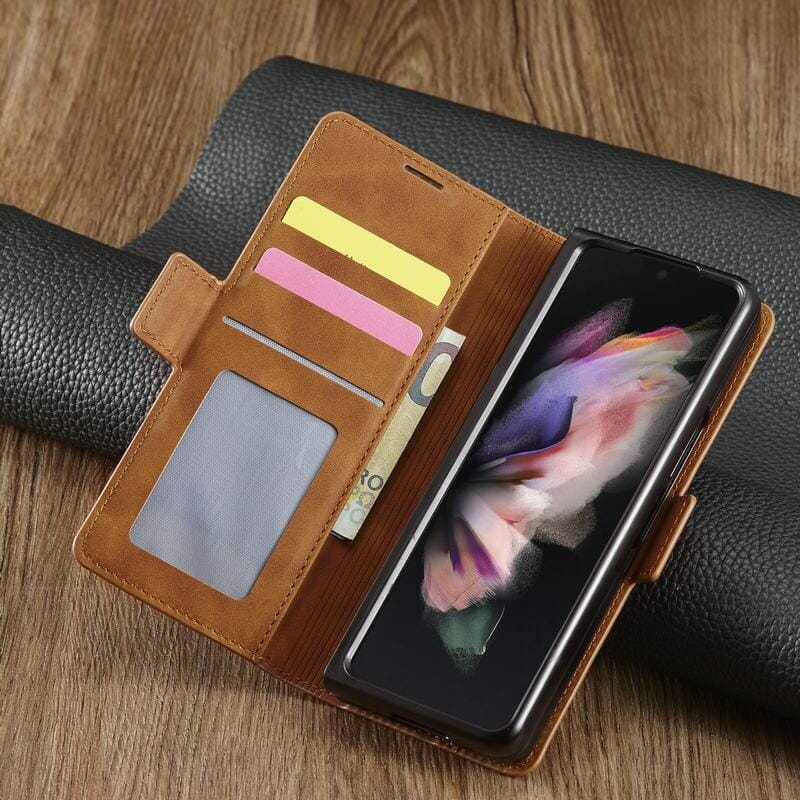 Vintage Leather Wallet Flip Case For Samsung Galaxy Z Fold 3 5G 2