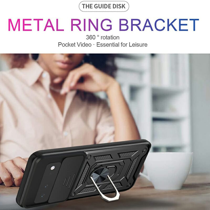 Rugged Slide Camera Lens Case With Metal Ring Holder For Google Pixel 6 and 6 Pro 5