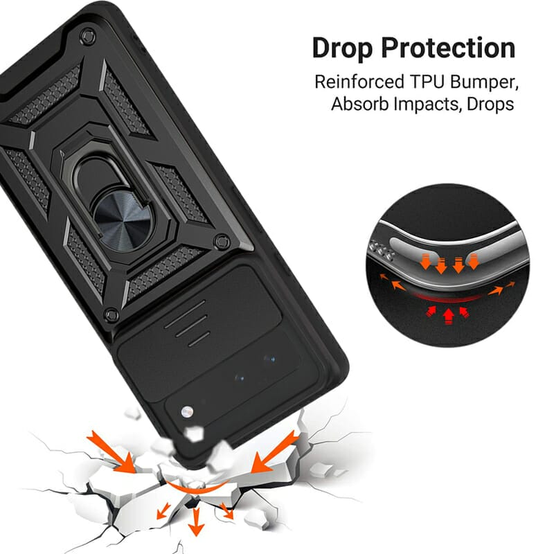 Rugged Slide Camera Lens Case With Metal Ring Holder For Google Pixel 6 and 6 Pro 3