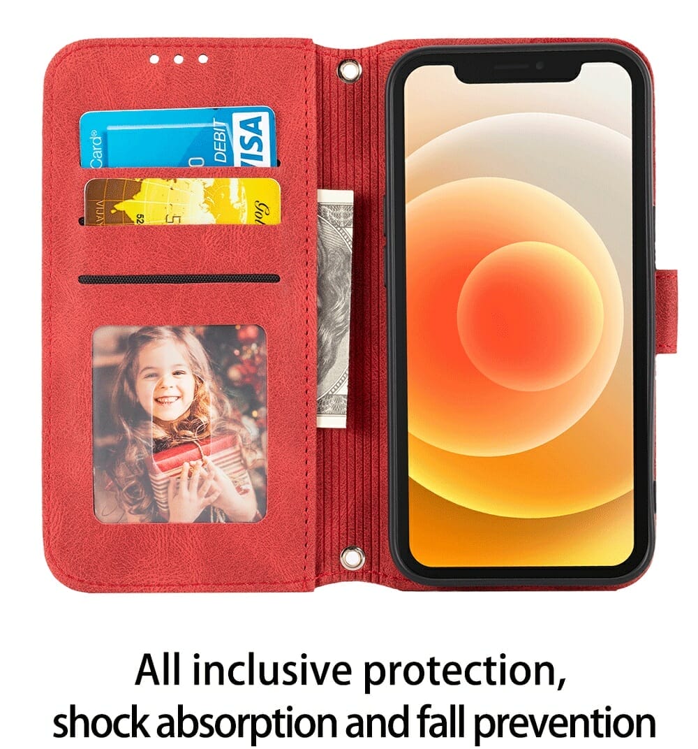 Cross Body Leather Wallet Flip Case With Strap For iPhone 3