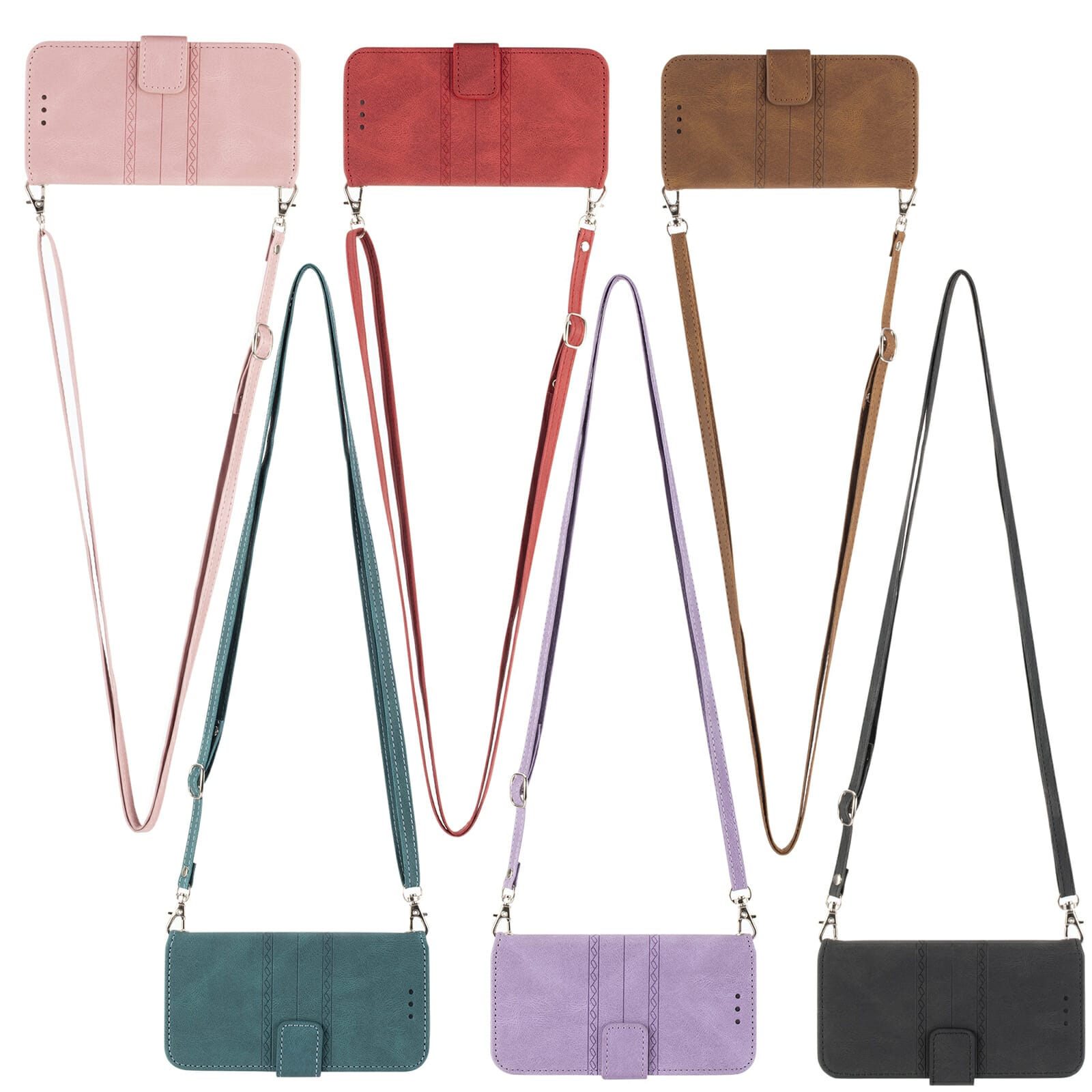 Cross Body Leather Wallet Flip Case With Strap For iPhone 4