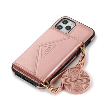 Crossbody Glossy Leather Wallet Case With Strap For iPhone 8