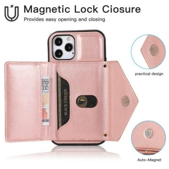 Crossbody Glossy Leather Wallet Case With Strap For iPhone 7