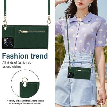 Crossbody Leather Zipper Wallet Case for iPhone With Strap 4 Crossbody Leather Zipper Wallet Case for iPhone With Strap 10