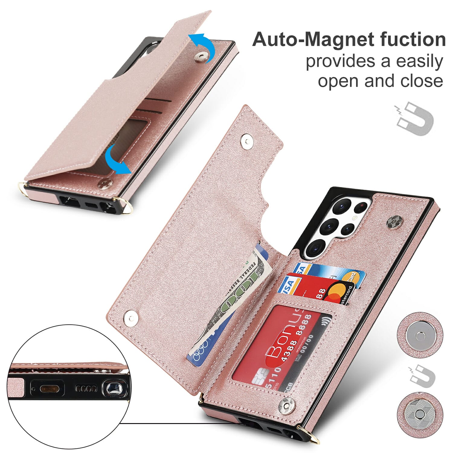 Crossbody Wallet Phone Case With Strap for Samsung Galaxy Series 6