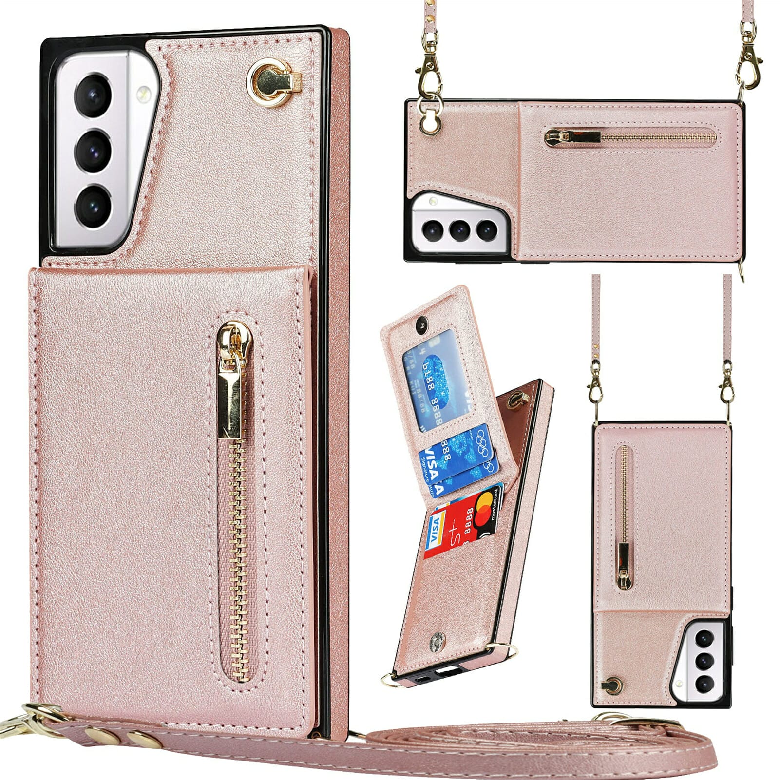 Leather Zipper Wallet Cross Body Case for Samsung Galaxy S and Note Series 3