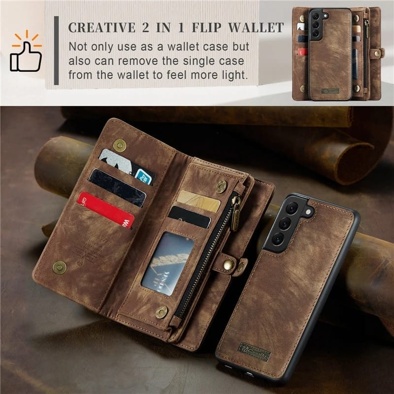 Detachable Magnetic Leather Wallet Case For Samsung Phones 3