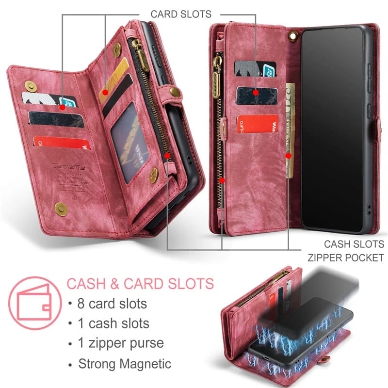 Detachable Magnetic Leather Wallet Case For Samsung Phones 4