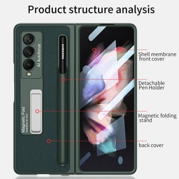 S Pen Holder Case for Samsung Galaxy Z Fold 3 5G With Magnetic Kickstand 3 S Pen Holder Case for Samsung Galaxy Z Fold 3 5G With Magnetic Kickstand 9