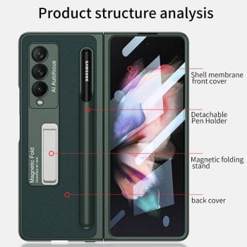 S Pen Holder Case for Samsung Galaxy Z Fold 3 5G With Magnetic Kickstand 9