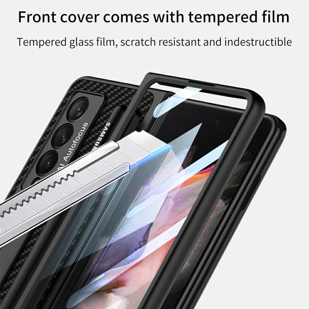 S Pen Holder Case for Samsung Galaxy Z Fold 3 5G With Magnetic Kickstand 3