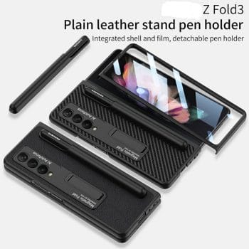For Samsung Galaxy Z Fold 5/4/3 5G Magnetic Leather Case Bracket S Pen Slot  Case