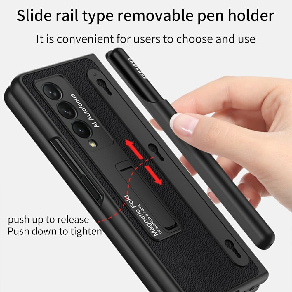 S Pen Holder Case for Samsung Galaxy Z Fold 3 5G With Magnetic Kickstand 2
