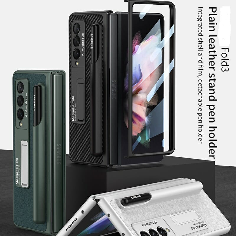 S Pen Holder Case for Samsung Galaxy Z Fold 3 5G With Magnetic Kickstand 6