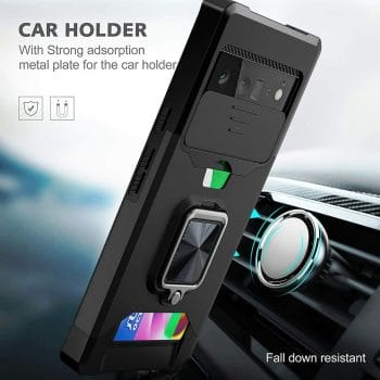 Heavy-Duty Shockproof Rugged Card Holder Case With Ring Kickstand For Google Pixel 8