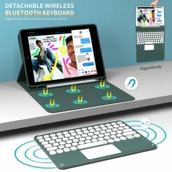 Wireless Keyboard Magic Flip Case For iPad 8