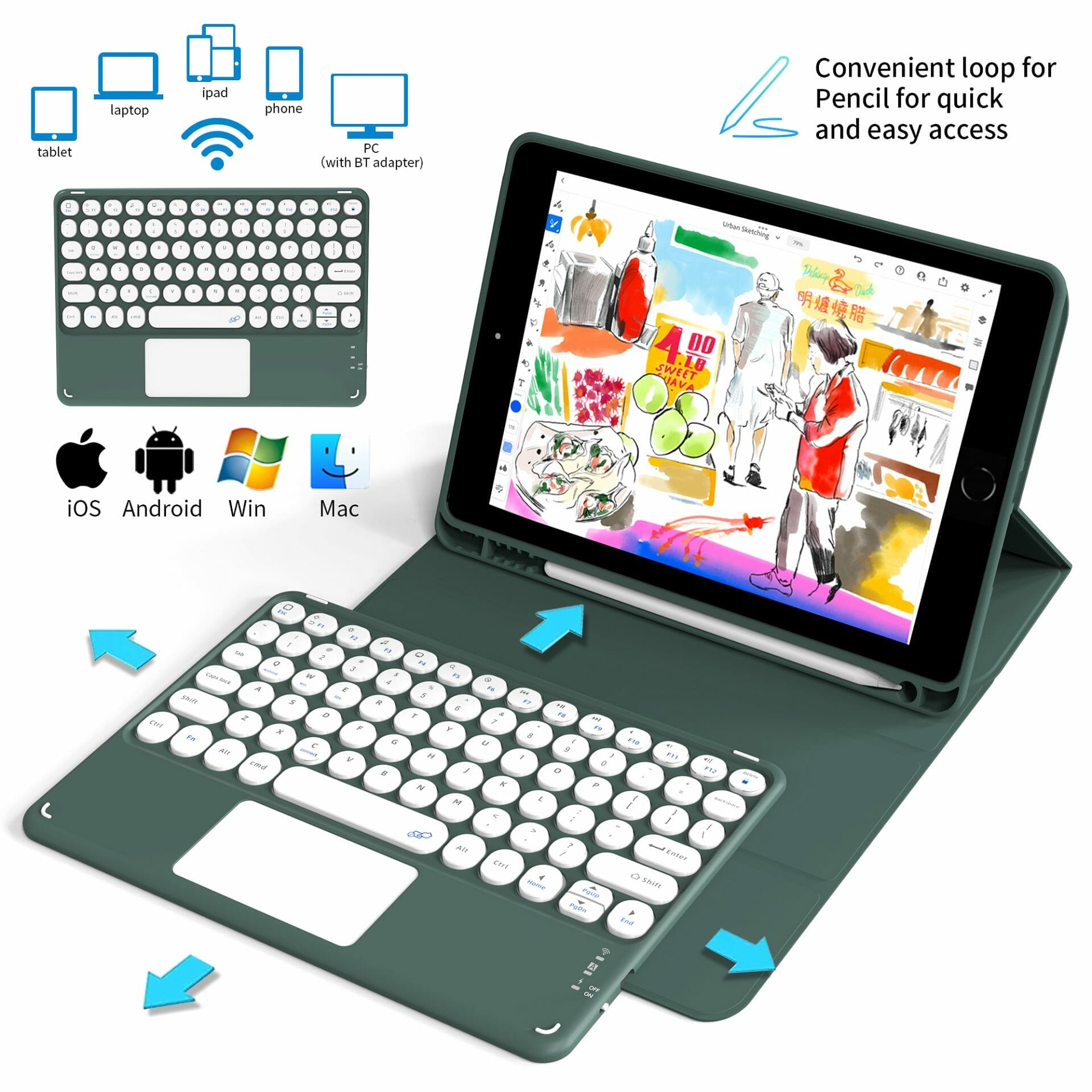 Wireless Keyboard Magic Flip Case For iPad 2